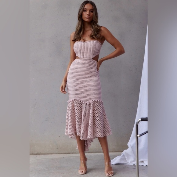 Saints & Secrets Mauve cut out tie up back size medium midi dress - Picture 1 of 13